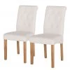 Maison Belfort Chaises capitonnées Jeanne (lot de 2) - Tissu / Chêne massif - Crème -Chaises Soldes 2022 1000008491 180717 08054718 IMAGE P000000001000008491