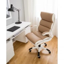 Home24office Fauteuil de direction Loipo II - Imitation cuir - Macchiato / Blanc -Chaises Soldes 2022 1000035445 201012 11053200002 MOOD DETAILS P000000001000035445 mood