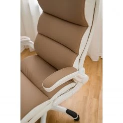 Home24office Fauteuil de direction Loipo II - Imitation cuir - Macchiato / Blanc -Chaises Soldes 2022 1000035445 201012 11053200003 DETAILS P000000001000035445