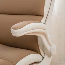 Home24office Fauteuil de direction Loipo II - Imitation cuir - Macchiato / Blanc -Chaises Soldes 2022 1000035445 201012 11053200004 DETAILS P000000001000035445