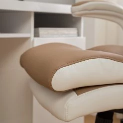 Home24office Fauteuil de direction Loipo II - Imitation cuir - Macchiato / Blanc -Chaises Soldes 2022 1000035445 201012 11053600007 DETAILS P000000001000035445