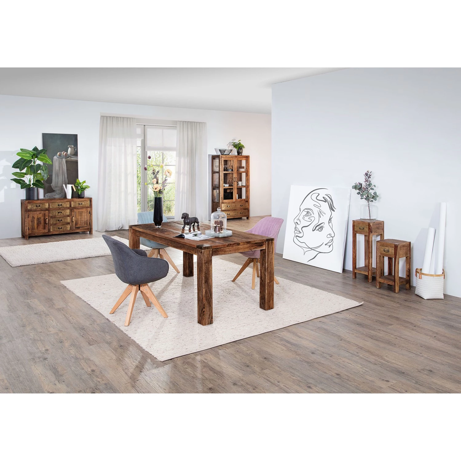 Mørteens Chaise à accoudoirs Ermelo I - rotatif - Tissu / Chêne massif - Bleu clair - 1 set 6 Mørteens Chaise à accoudoirs Ermelo I - rotatif - Tissu / Chêne massif - Bleu clair - 1 set – Image 4