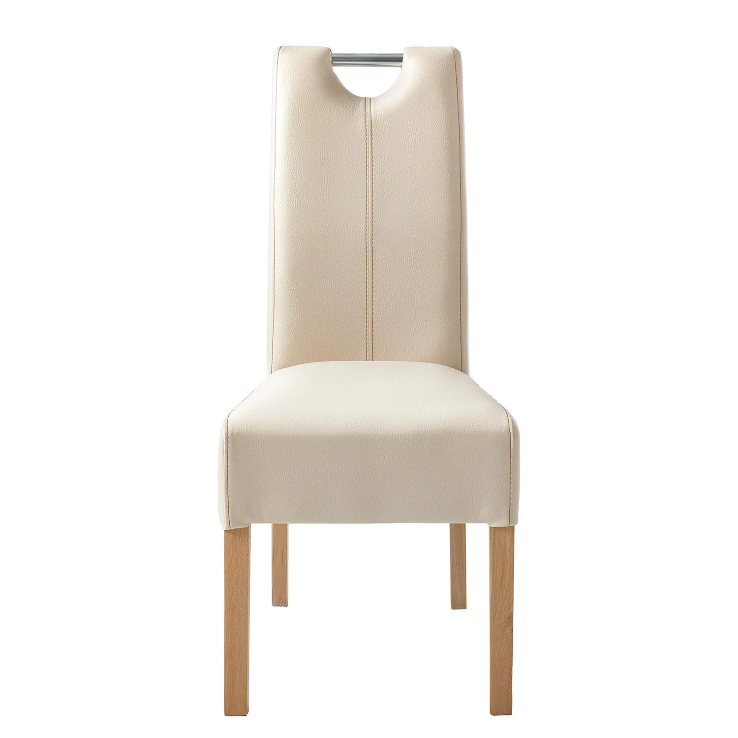 Ars Natura Chaises Lenya (lot de 2) - Imitation cuir beige / Hêtre naturel 4 Ars Natura Chaises Lenya (lot de 2) - Imitation cuir beige / Hêtre naturel – Image 2