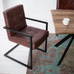 Ars manufacti Chaise cantilever - Imitation cuir / Métal - Marron / Noir -Chaises Soldes 2022 1000114113 210212 13374000002 MOOD DETAILS P000000001000114113 mood