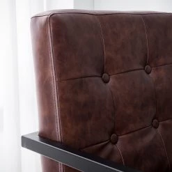 Ars manufacti Chaise cantilever - Imitation cuir / Métal - Marron / Noir -Chaises Soldes 2022 1000114113 210212 13375100007 DETAILS P000000001000114113