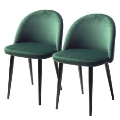 Jack & Alice Chaises capitonnées Jacklin (lot de 2) - Verre / Métal - Noir - Vert