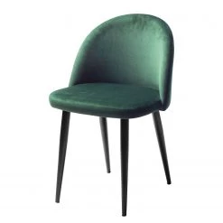 Jack & Alice Chaises capitonnées Jacklin (lot de 2) - Verre / Métal - Noir - Vert -Chaises Soldes 2022 1000123763 180718 07565302 GALLERYIMAGES P000000001000123763