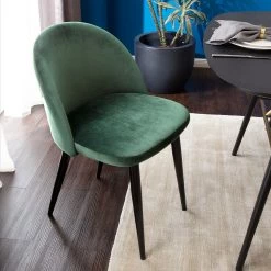 Jack & Alice Chaises capitonnées Jacklin (lot de 2) - Verre / Métal - Noir - Vert -Chaises Soldes 2022 1000123763 190326 11242900002 GALLERYIMAGES P000000001000123763