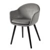 Mørteens Chaise à accoudoirs Hallund II - Velours / Hévéa massif - Noir - Gris -Chaises Soldes 2022 1000123817 181107 10110208 IMAGE P000000001000123817
