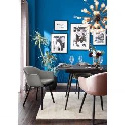 Mørteens Chaise à accoudoirs Hallund II - Velours / Hévéa massif - Noir - Gris -Chaises Soldes 2022 1000123817 190326 13193400006 MOOD GALLERYIMAGES P000000001000123817 mood