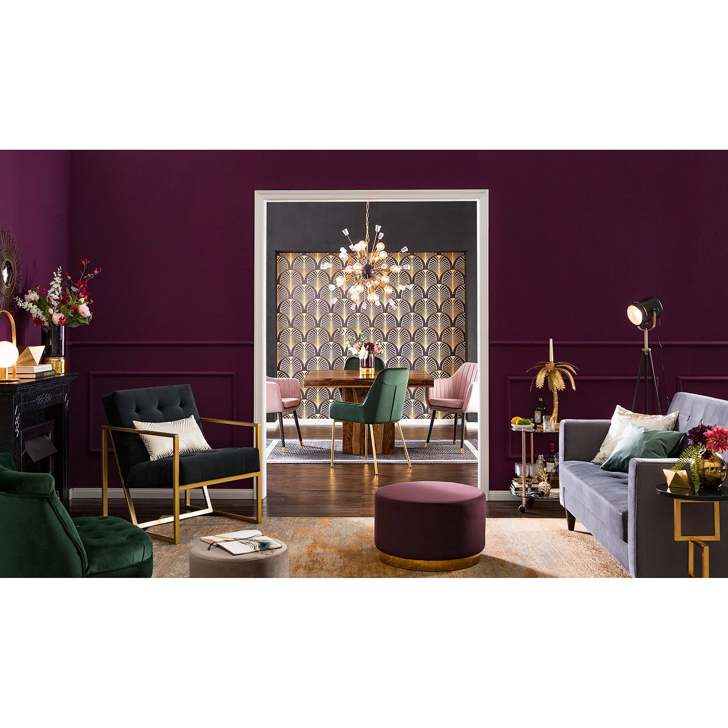 Jack & Alice Chaise avec accoudoirs Leezy G - Chêne massif / Velours - Rose vieilli / Noir 5 Jack & Alice Chaise avec accoudoirs Leezy G - Chêne massif / Velours - Rose vieilli / Noir – Image 3