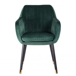 Jack & Alice Chaise avec accoudoirs Leezy G - Chêne massif / Velours - Vert / Noir -Chaises Soldes 2022 1000123847 181030 16255914 GALLERYIMAGES P000000001000123847