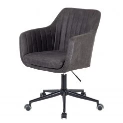Mørteens Chaise de bureau Leedy - Imitation cuir - Gris vintage/ Noir
