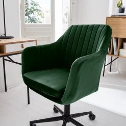 Jack & Alice Chaise de bureau Leezy - Velours - Vert / Noir -Chaises Soldes 2022 1000123851 200701 14292800007 DETAILS P000000001000123851