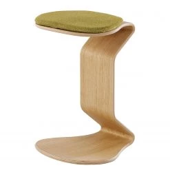 Mayer Sitzmöbel Tabouret myERCOLINO - Laine de Laneve / Placage en bois véritable - Jaune olive