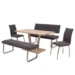 Loftscape Chaises capitonnées Roby (lot de 2) - Tissu / Acier - Anthracite / Acier inoxydable -Chaises Soldes 2022 1000138416 181115 12112527 GALLERYIMAGES P000000001000138416