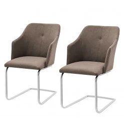 Loftscape Chaises cantilever Tibau (lot de 2) - Imitation cuir / Acier inoxydable - Taupe