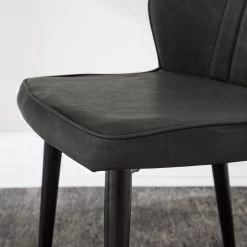 Ars manufacti Chaises Watson (lot de 2) - Imitation cuir / Acier - Noir - Gris vintage -Chaises Soldes 2022 1000151924 190905 09335800038 DETAILS P000000001000151924