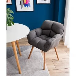 Mørteens Chaise à accoudoirs Lontras - Tissu / Chêne massif - Gris / Chêne -Chaises Soldes 2022 1000159236 210323 15220401470 MOOD DETAILS P000000001000159236 mood