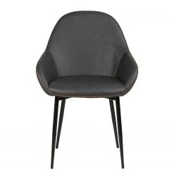 Ars manufacti Chaises à accoudoirs Kia (lot de 2) - Imitation cuir / Métal - Gris foncé / Noir -Chaises Soldes 2022 1000163190 190315 15245400042 GALLERYIMAGES P000000001000163190