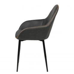 Ars manufacti Chaises à accoudoirs Kia (lot de 2) - Imitation cuir / Métal - Gris foncé / Noir -Chaises Soldes 2022 1000163190 190315 15245400043 GALLERYIMAGES P000000001000163190