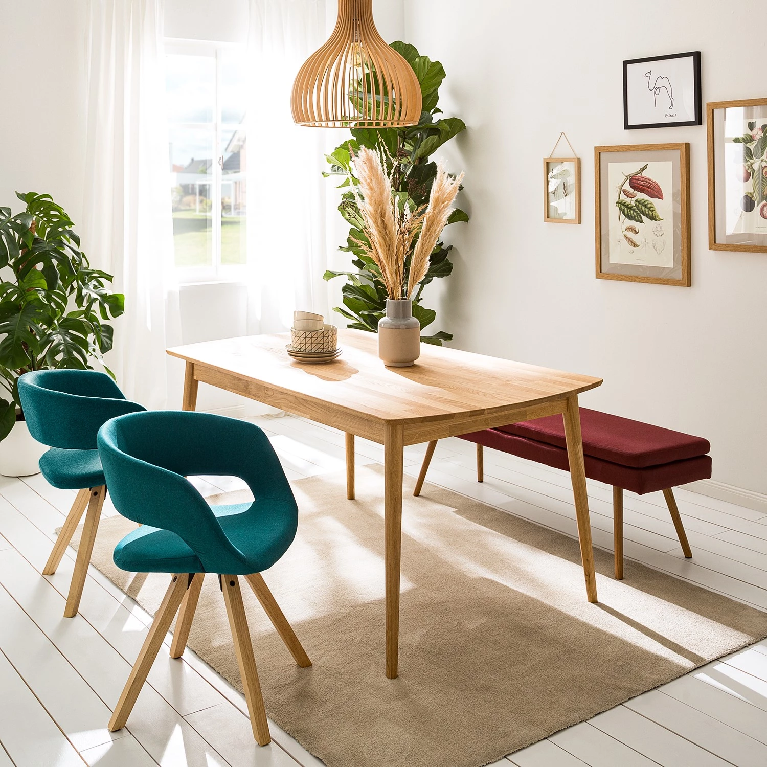 Mørteens Chaise à accoudoirs Buggio - Tissu / Hévéa massif - Tissu Cors: Pétrole - 1 chaise 5 Mørteens Chaise à accoudoirs Buggio - Tissu / Hévéa massif - Tissu Cors: Pétrole - 1 chaise – Image 3