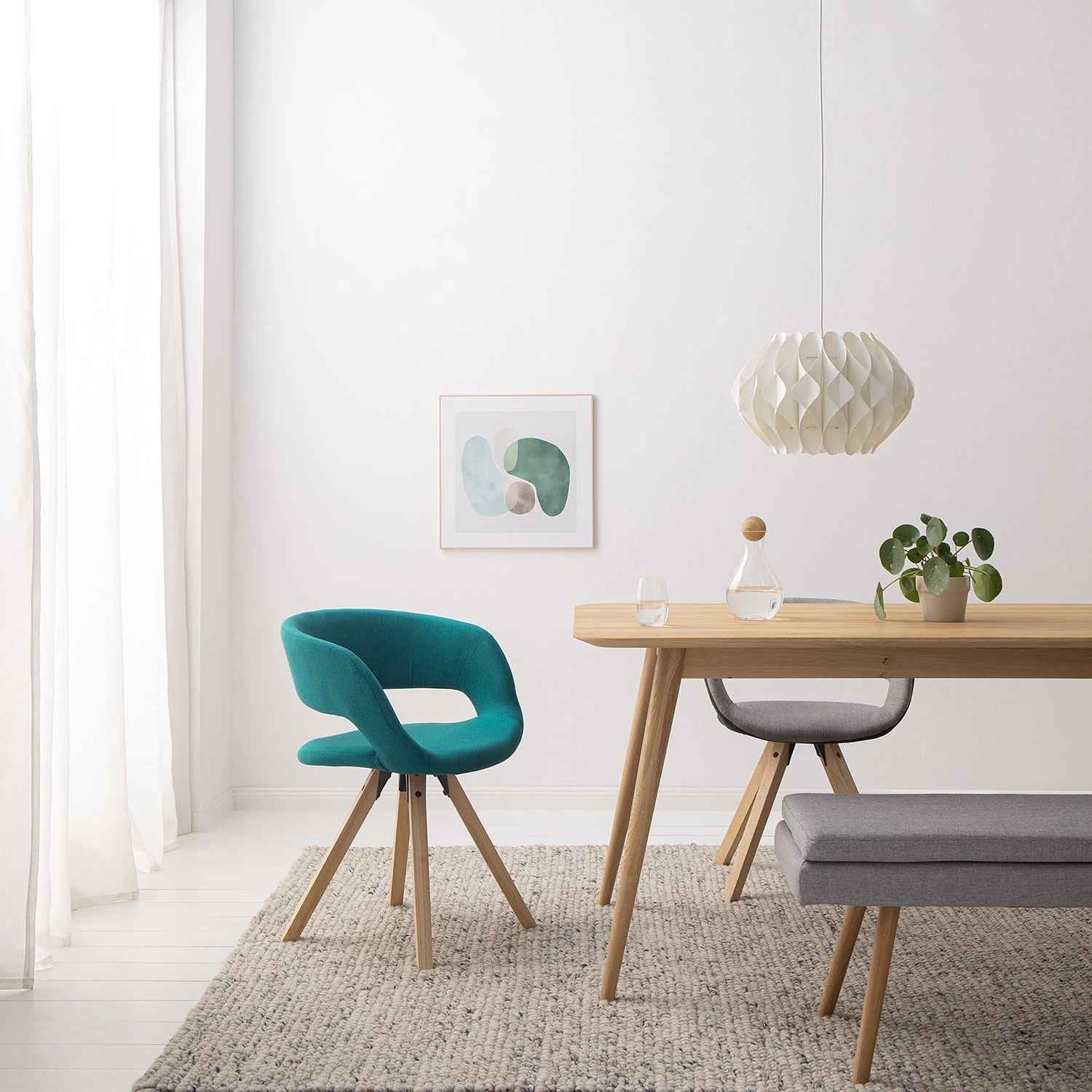 Mørteens Chaise à accoudoirs Buggio - Tissu / Hévéa massif - Tissu Cors: Pétrole - 1 chaise 4 Mørteens Chaise à accoudoirs Buggio - Tissu / Hévéa massif - Tissu Cors: Pétrole - 1 chaise – Image 2