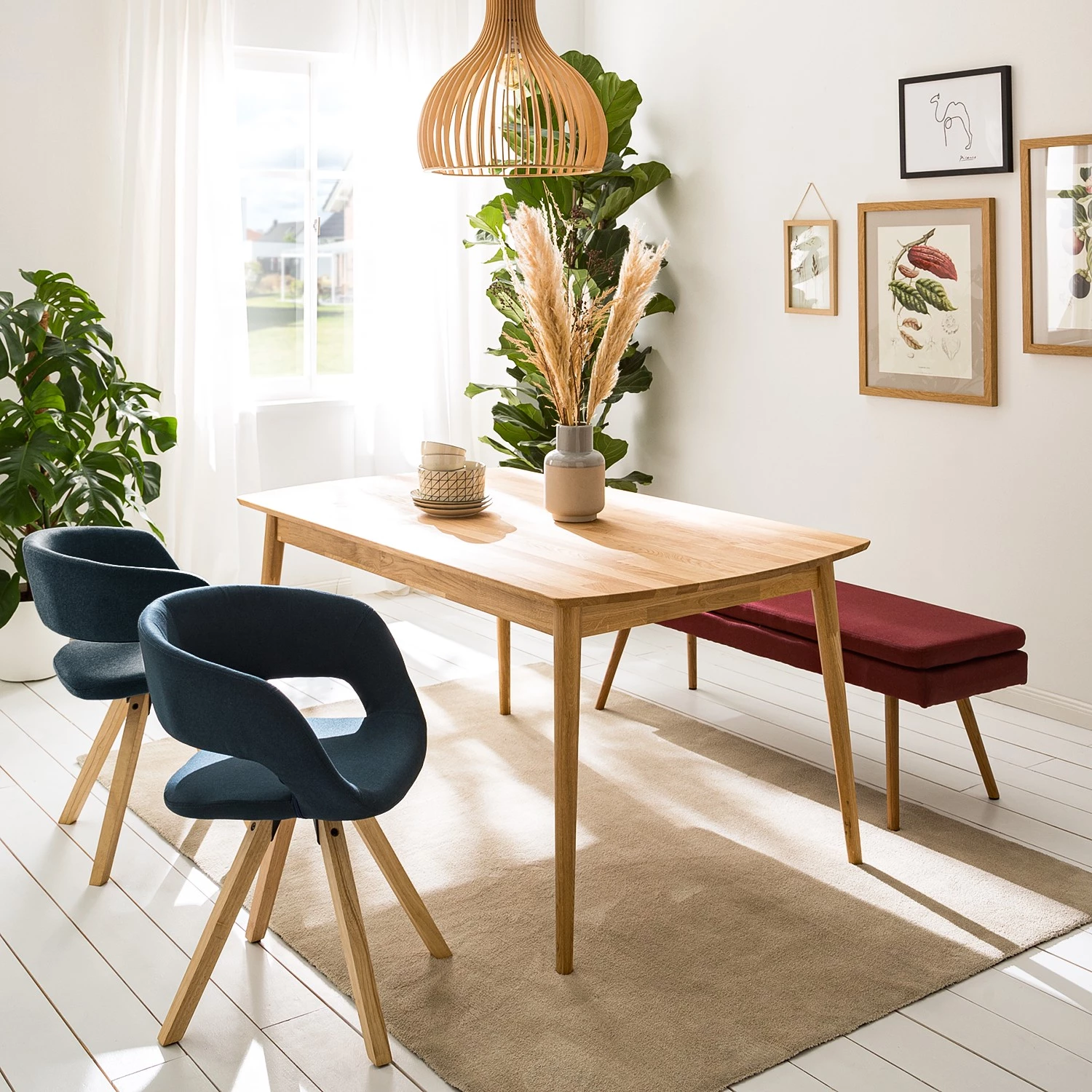 Mørteens Chaise à accoudoirs Buggio - Tissu / Hévéa massif - Tissu Cors: Bleu jean - 1 chaise 4 Mørteens Chaise à accoudoirs Buggio - Tissu / Hévéa massif - Tissu Cors: Bleu jean - 1 chaise – Image 2