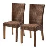 Wolf-Möbel Chaises Bali II (lot de 2) - Rotin / Bois de suar massif - Marron / Suar