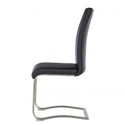 Fredriks Chaises cantilever Ratos (lot de 2) - Imitation cuir / Acier inoxydable - Noir -Chaises Soldes 2022 1000169678 220404 031 DETAILS P000000001000169678