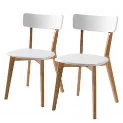 Mørteens Chaises Rob (lot de 2) - Partiellement en frêne massif - Blanc / Frêne