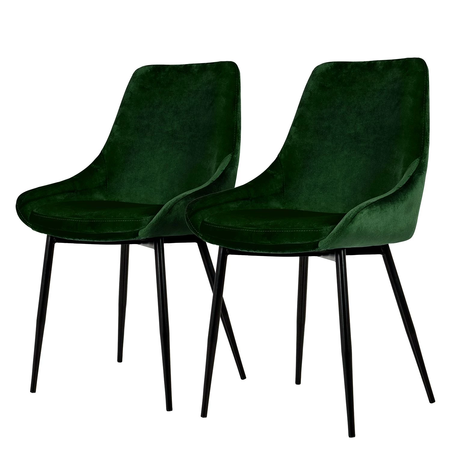Tenzo Chaises capitonnées Lex (lot de 2) - Velours / Fer - Noir - Vert 3 Tenzo Chaises capitonnées Lex (lot de 2) - Velours / Fer - Noir - Vert