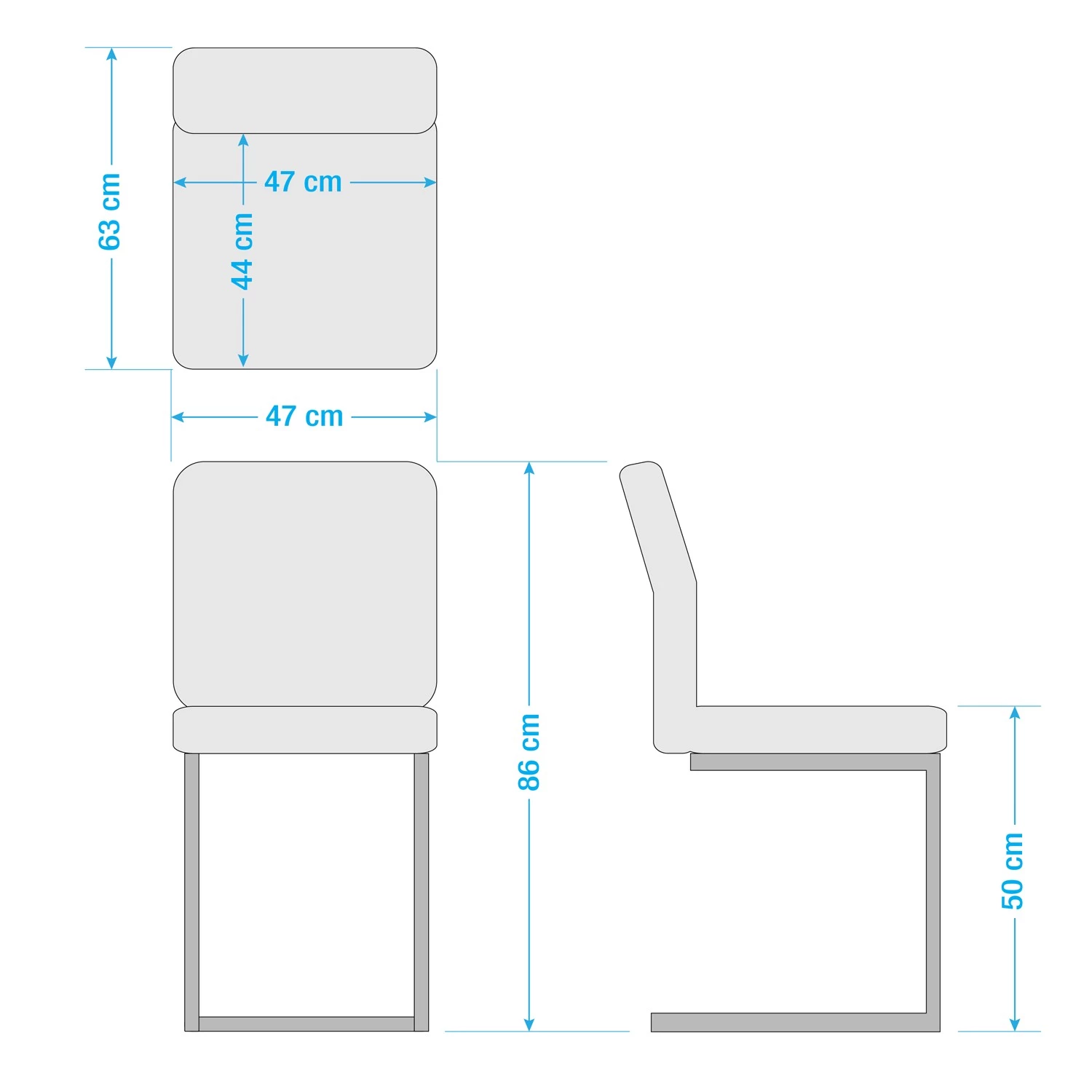Ars manufacti Chaises cantilever Finga I (lot de 2) - Cuir synthétique Kasai: Gris - Noir 11 Ars manufacti Chaises cantilever Finga I (lot de 2) - Cuir synthétique Kasai: Gris - Noir – Image 9