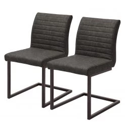 Ars manufacti Chaises cantilever Finga I (lot de 2) - Cuir synthétique Kasai: Gris - Noir