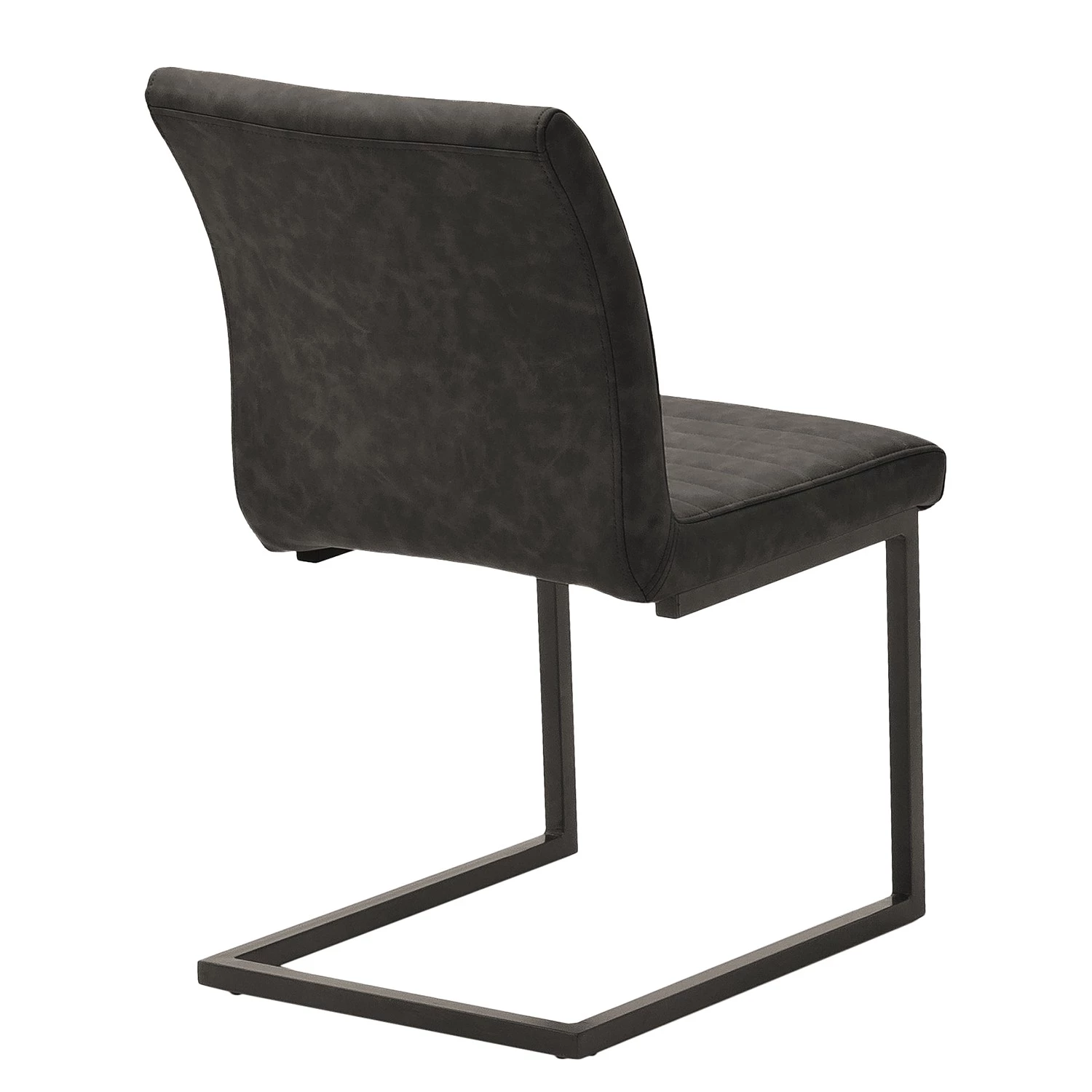 Ars manufacti Chaises cantilever Finga I (lot de 2) - Cuir synthétique Kasai: Gris - Noir 6 Ars manufacti Chaises cantilever Finga I (lot de 2) - Cuir synthétique Kasai: Gris - Noir – Image 4
