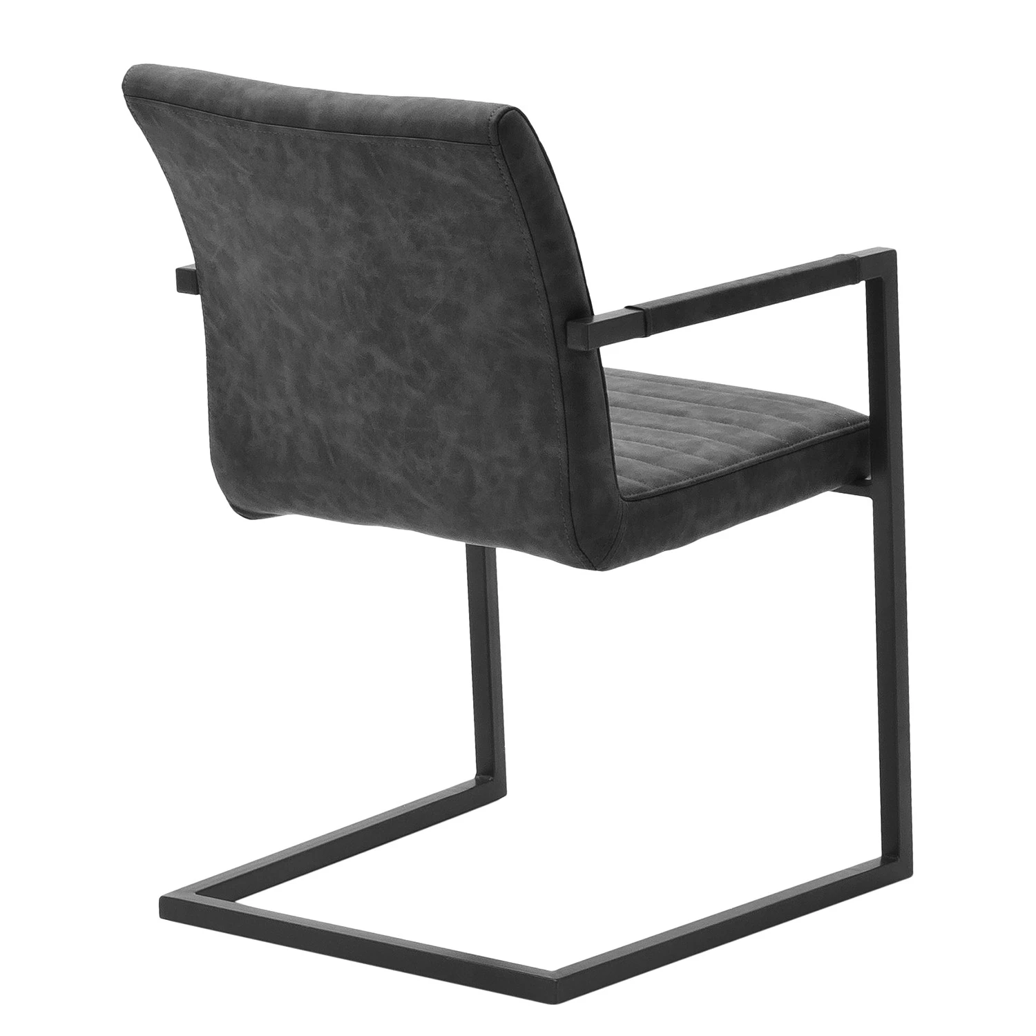 Ars manufacti Chaise à accoudoirs Finga I - Imitation cuir / Acier - Noir mat - Cuir synthétique Kasai: Gris - Noir 6 Ars manufacti Chaise à accoudoirs Finga I - Imitation cuir / Acier - Noir mat - Cuir synthétique Kasai: Gris - Noir – Image 4