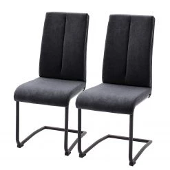 Loftscape Chaises cantilever Ingal - Tissage à plat / Métal - Anthracite / Noir mat - Lot de 2