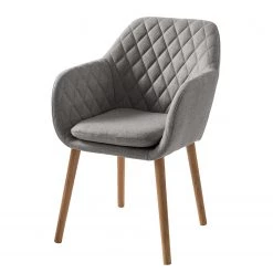 Mørteens Chaise à accoudoirs Amalis - Tissu / Chêne massif - Gris / Chêne