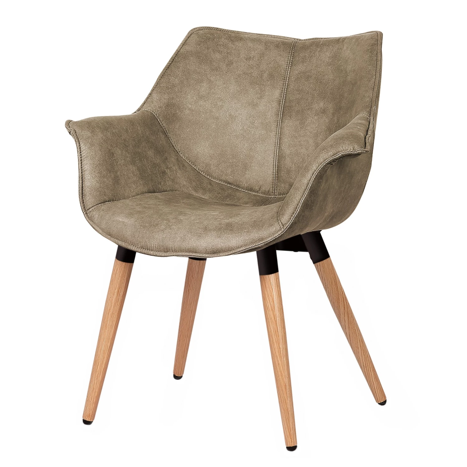 Ars manufacti Chaise à accoudoirs Kantii I - Microfibre / Chêne massif - Gris silex vintage - 1 chaise 3 Ars manufacti Chaise à accoudoirs Kantii I - Microfibre / Chêne massif - Gris silex vintage - 1 chaise