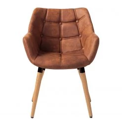 Mørteens Chaise à accoudoirs Lamppi - microfibre / Chêne massif - Microfibre Colby: Cognac vintage - 1 chaise -Chaises Soldes 2022 1000176715 200107 15382300028 DETAILS P000000001000176715