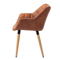 Mørteens Chaise à accoudoirs Lamppi - microfibre / Chêne massif - Microfibre Colby: Cognac vintage - 1 chaise -Chaises Soldes 2022 1000176715 200107 15382400029 DETAILS P000000001000176715