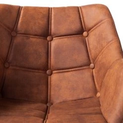 Mørteens Chaise à accoudoirs Lamppi - microfibre / Chêne massif - Microfibre Colby: Cognac vintage - 1 chaise -Chaises Soldes 2022 1000176715 200107 15382400031 DETAILS P000000001000176715