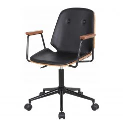 Mørteens Chaise de bureau pivotante Ganalu II - Imitation cuir - Noir / Noyer