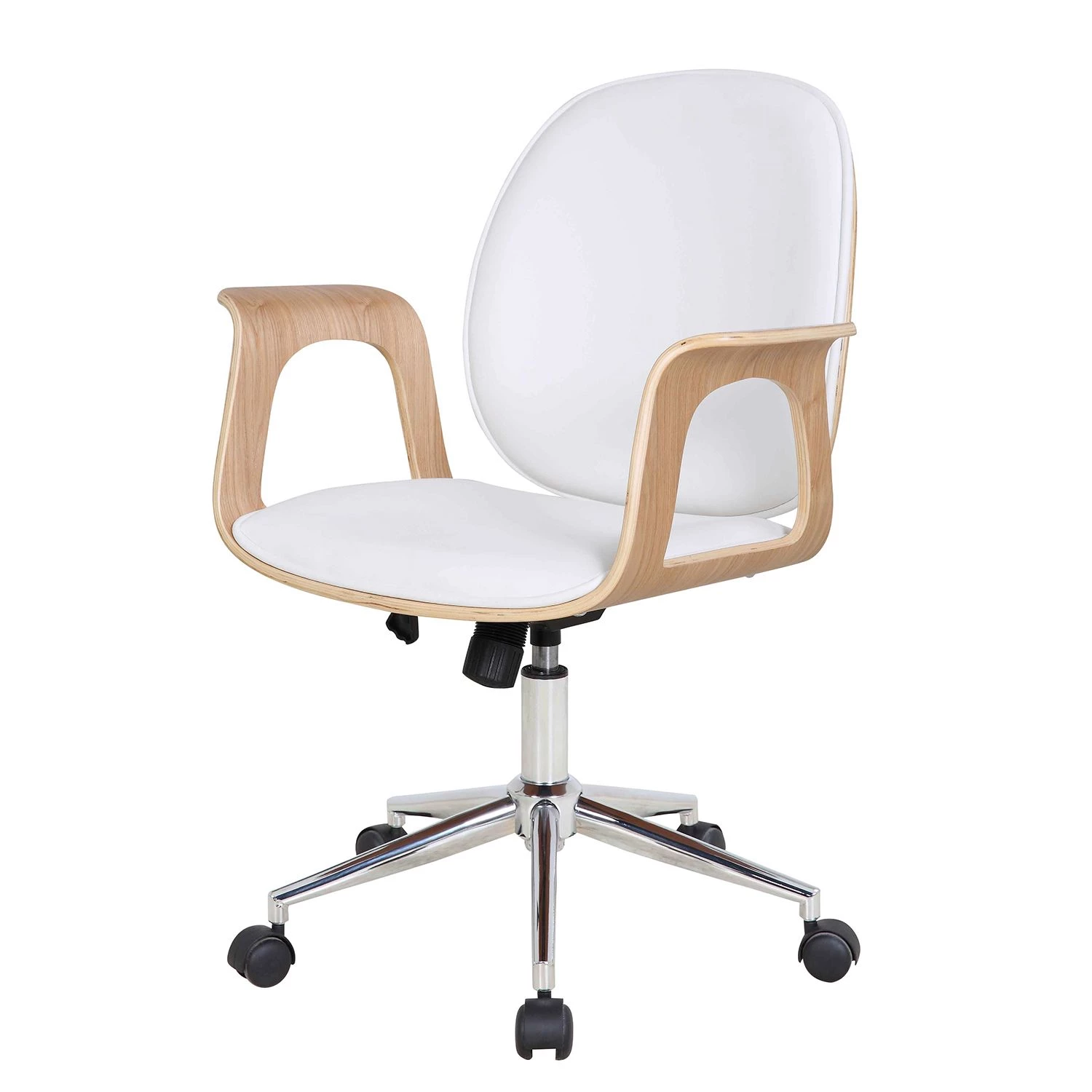 Mørteens Chaise de bureau pivotante Kinnula - Imitation cuir - Frêne / Blanc 3 Mørteens Chaise de bureau pivotante Kinnula - Imitation cuir - Frêne / Blanc
