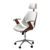 Fredriks Chaise de bureau pivotante Viiki - Imitation cuir / Acier inoxydable - Blanc / Noyer -Chaises Soldes 2022 1000176727 201022 13190900027 IMAGE P000000001000176727