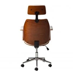 Fredriks Chaise de bureau pivotante Viiki - Imitation cuir / Acier inoxydable - Blanc / Noyer -Chaises Soldes 2022 1000176727 201022 13191400030 DETAILS P000000001000176727