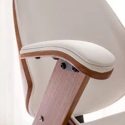 Fredriks Chaise de bureau pivotante Viiki - Imitation cuir / Acier inoxydable - Blanc / Noyer -Chaises Soldes 2022 1000176727 210212 13382900011 DETAILS P000000001000176727