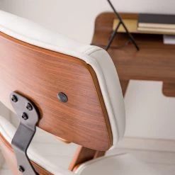 Fredriks Chaise de bureau pivotante Viiki - Imitation cuir / Acier inoxydable - Blanc / Noyer -Chaises Soldes 2022 1000176727 210212 13382900012 DETAILS P000000001000176727