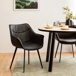 Studio Copenhagen Chaise de salle à manger Balimo - Cuir véritable / Métal - Noir -Chaises Soldes 2022 1000176738 200615 06104400001 MOOD DETAILS P000000001000176738 mood