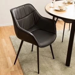 Studio Copenhagen Chaise de salle à manger Balimo - Cuir véritable / Métal - Noir -Chaises Soldes 2022 1000176738 200615 06104500002 MOOD DETAILS P000000001000176738 mood